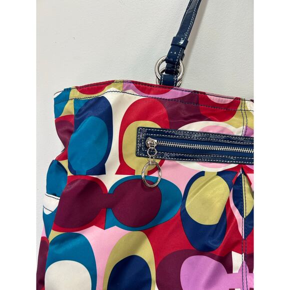 Vintage Coach Signature Scarf Print Satin Tote Bag - Picture 2 of 14